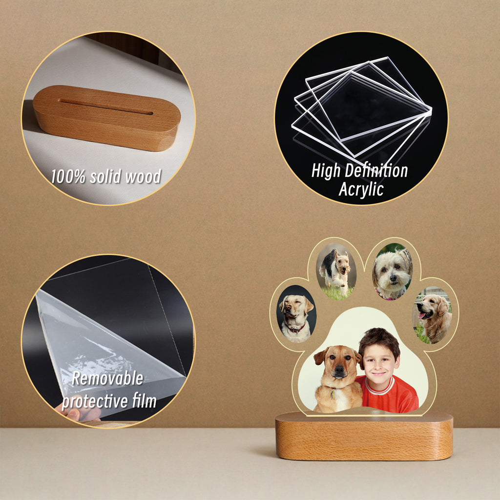 Night Light with Pet Paw Print Design