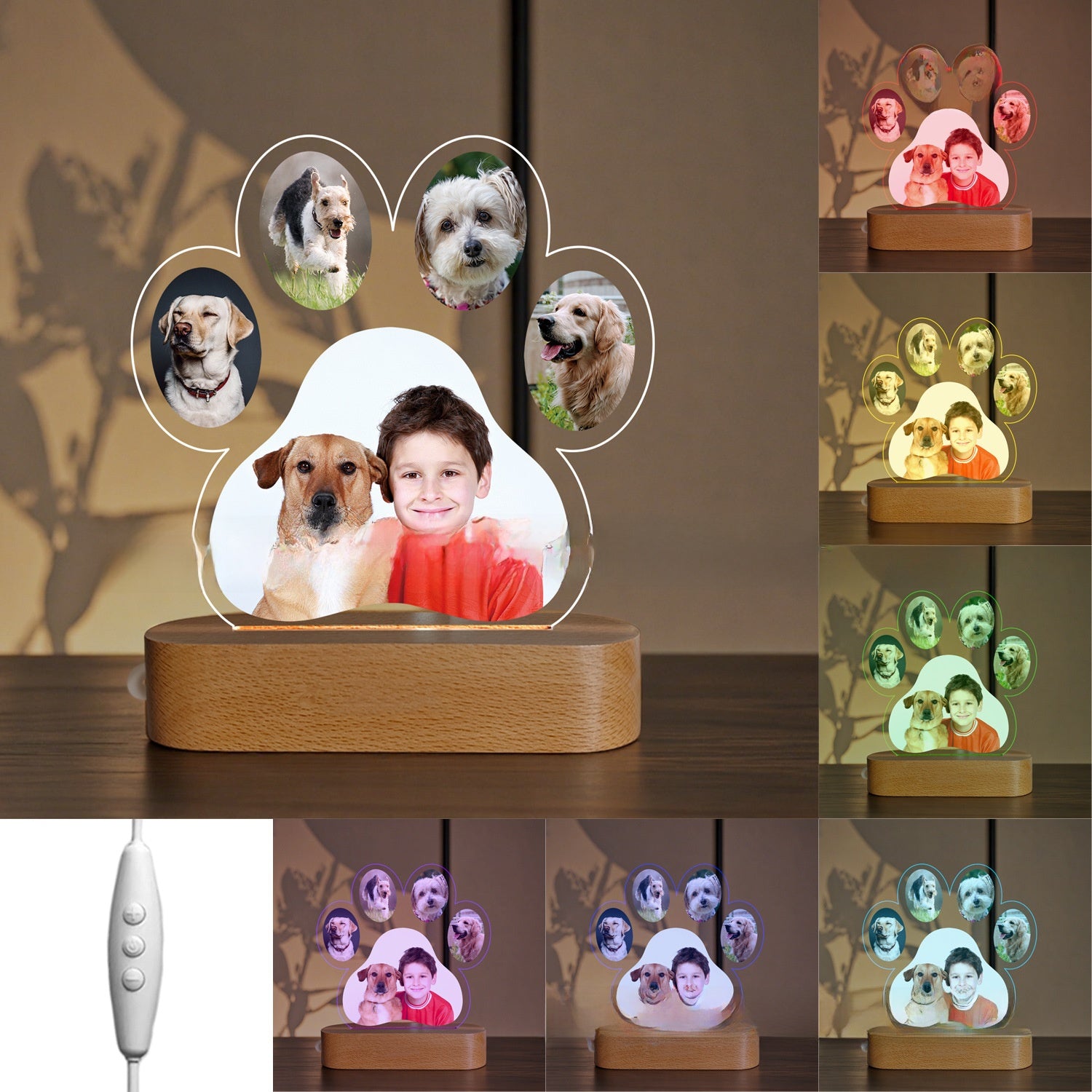 Night Light with Pet Paw Print Design