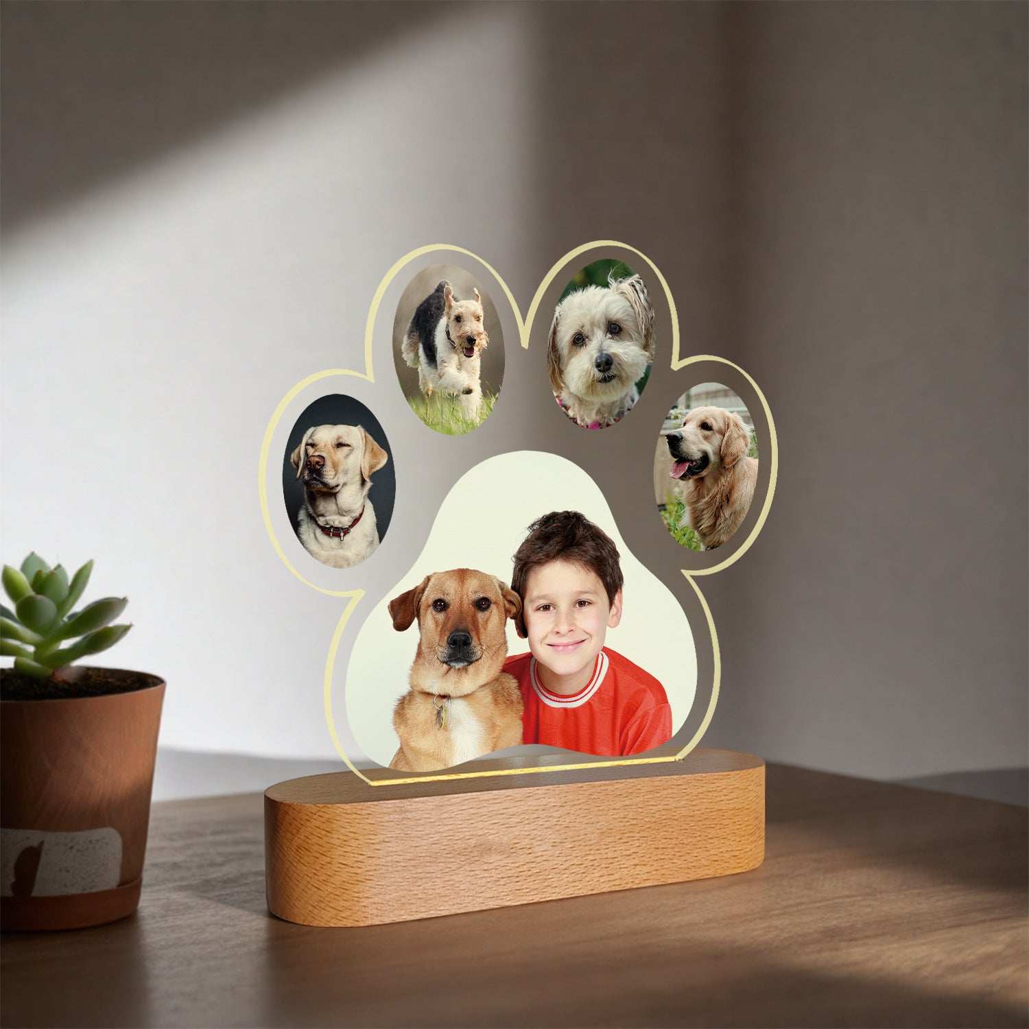 Night Light with Pet Paw Print Design